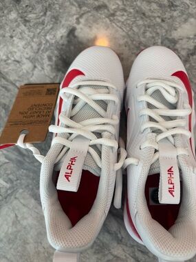 Nike Kids White and Red Nike Alpha Menace Football Cleats